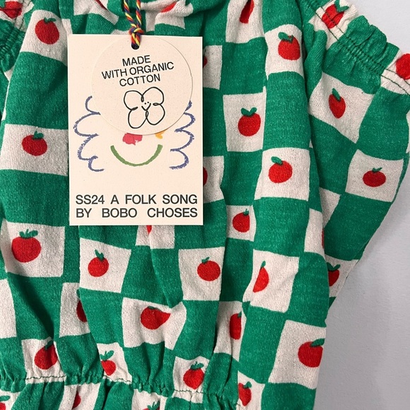 Bobo Choses Green Romper with Red Apple Design - Picture 5 of 5